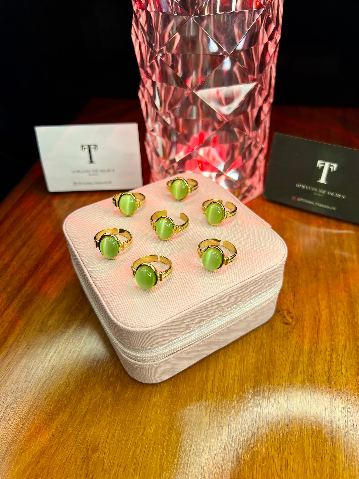 Premium Quality Stainless Steel 18k Green Stone Ring