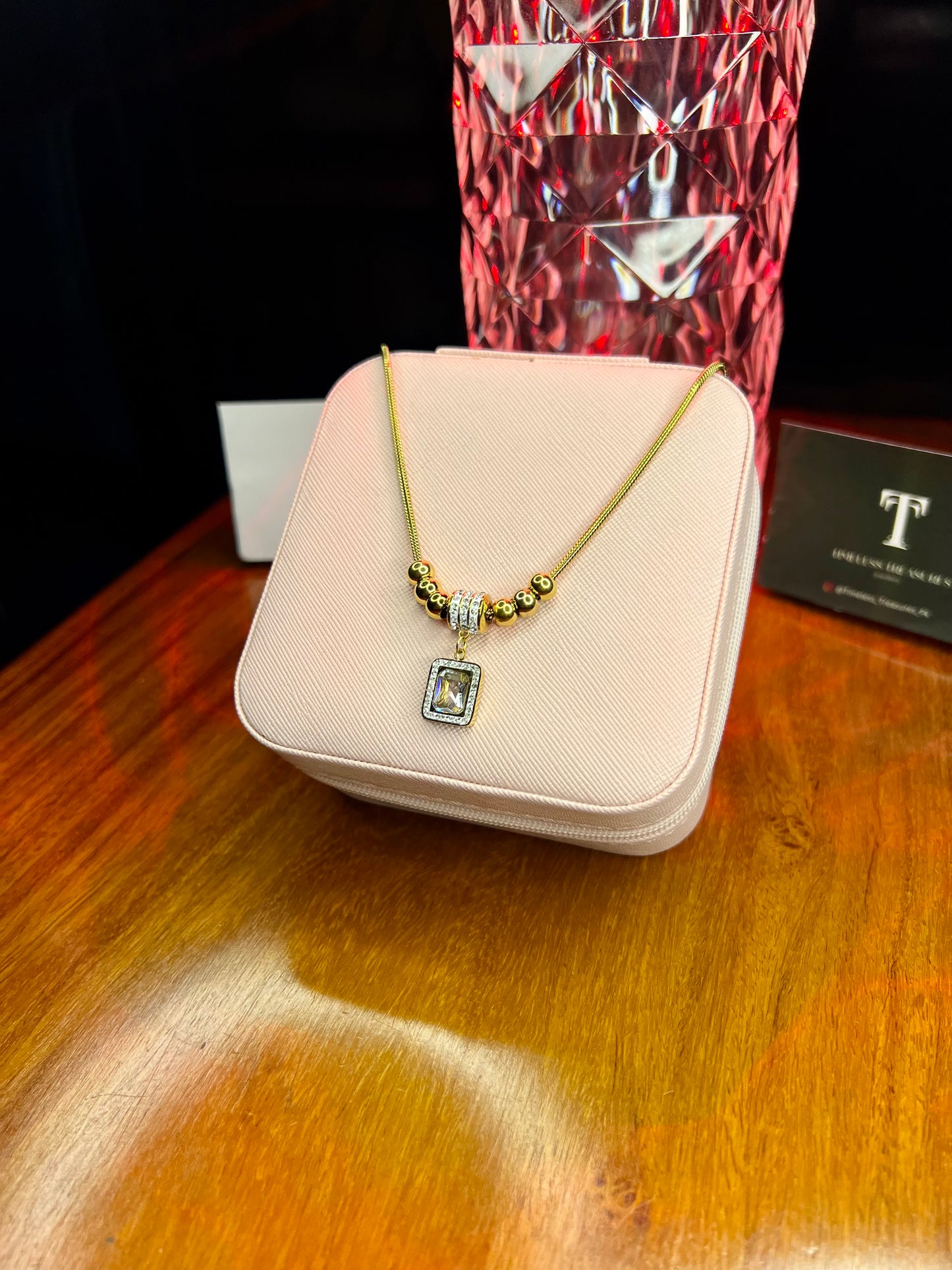 Premium Quality Stainless Steel 18k White Stone Luxury Necklace