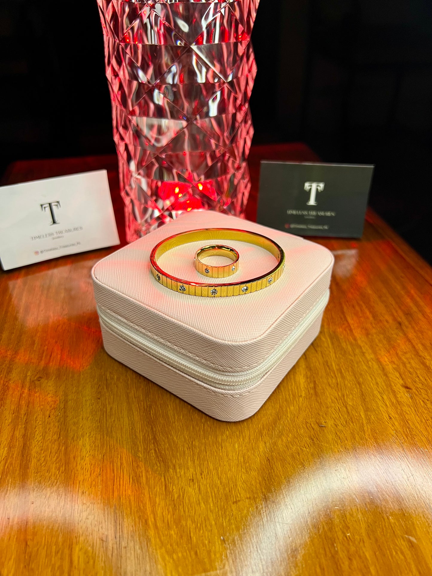 Premium Quality Stainless Steel 18k Empress Bangle and Ring Set