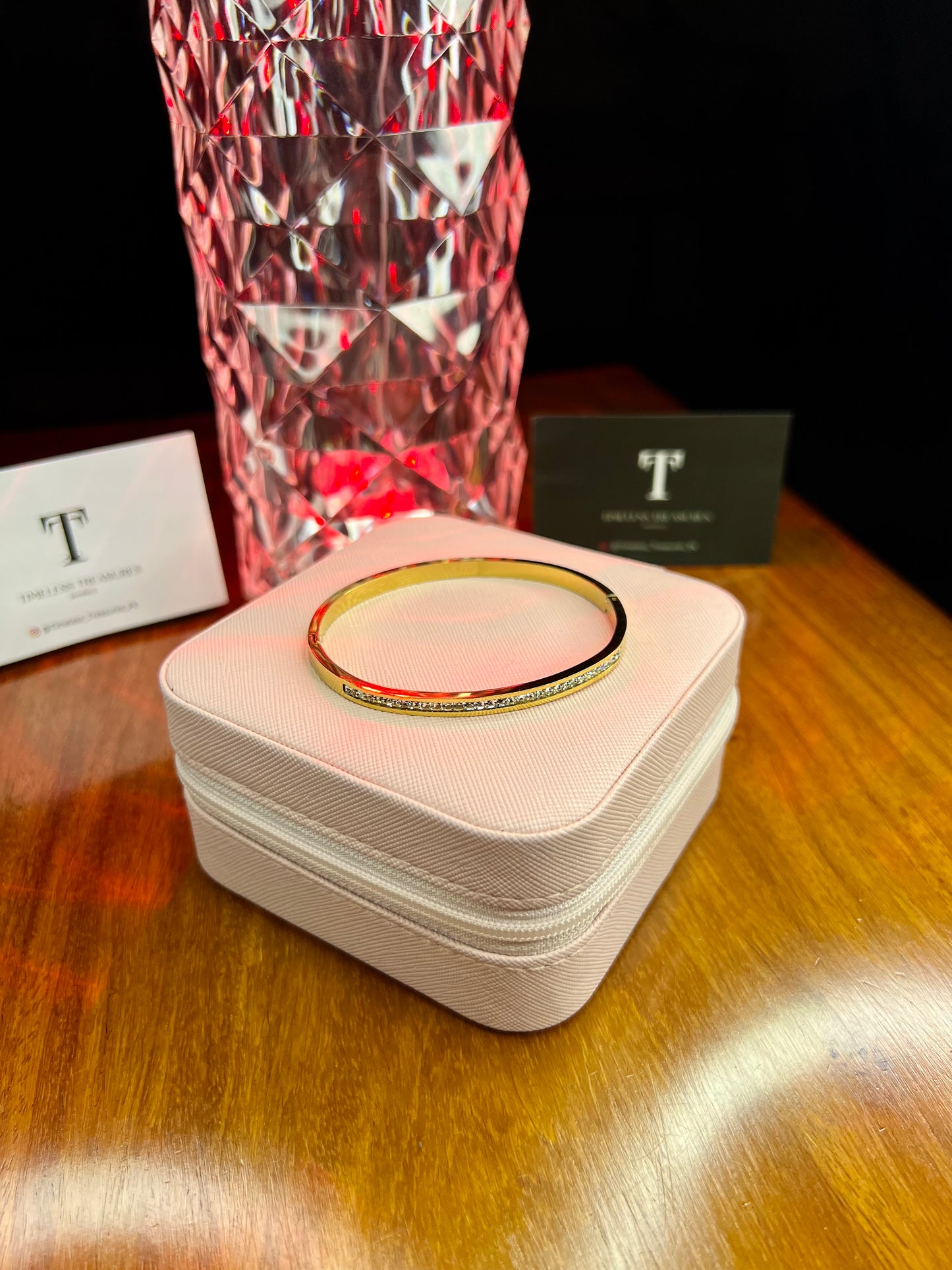 Premium Quality Stainless Steel 18k Rhinestone Sleek Handcuff