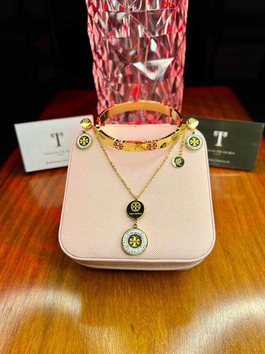 Premium Quality Stainless Steel 18k Tory Diamantés 3pc Set