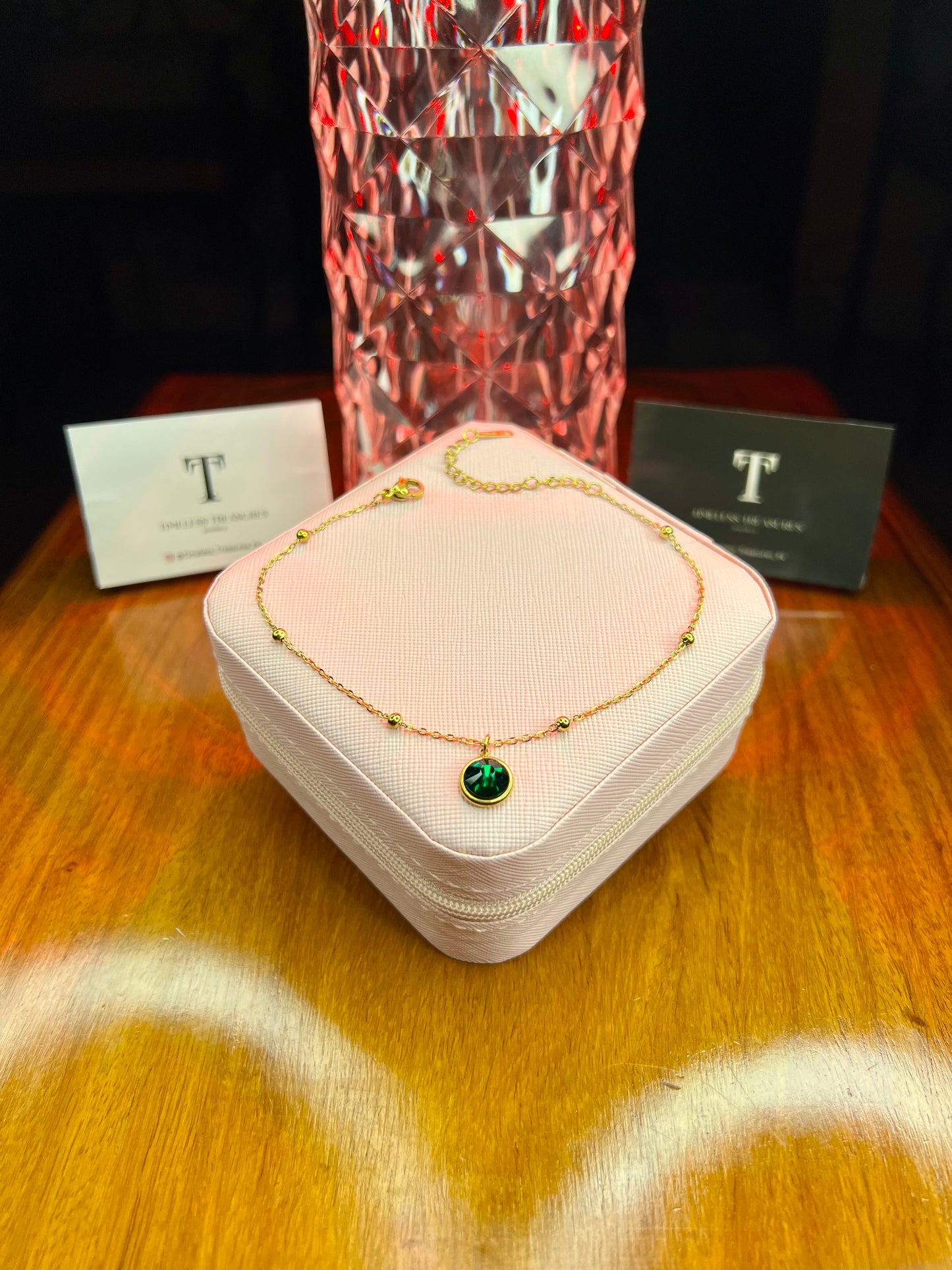 Premium Quality Stainless Steel 18k Emerald Glow Anklet