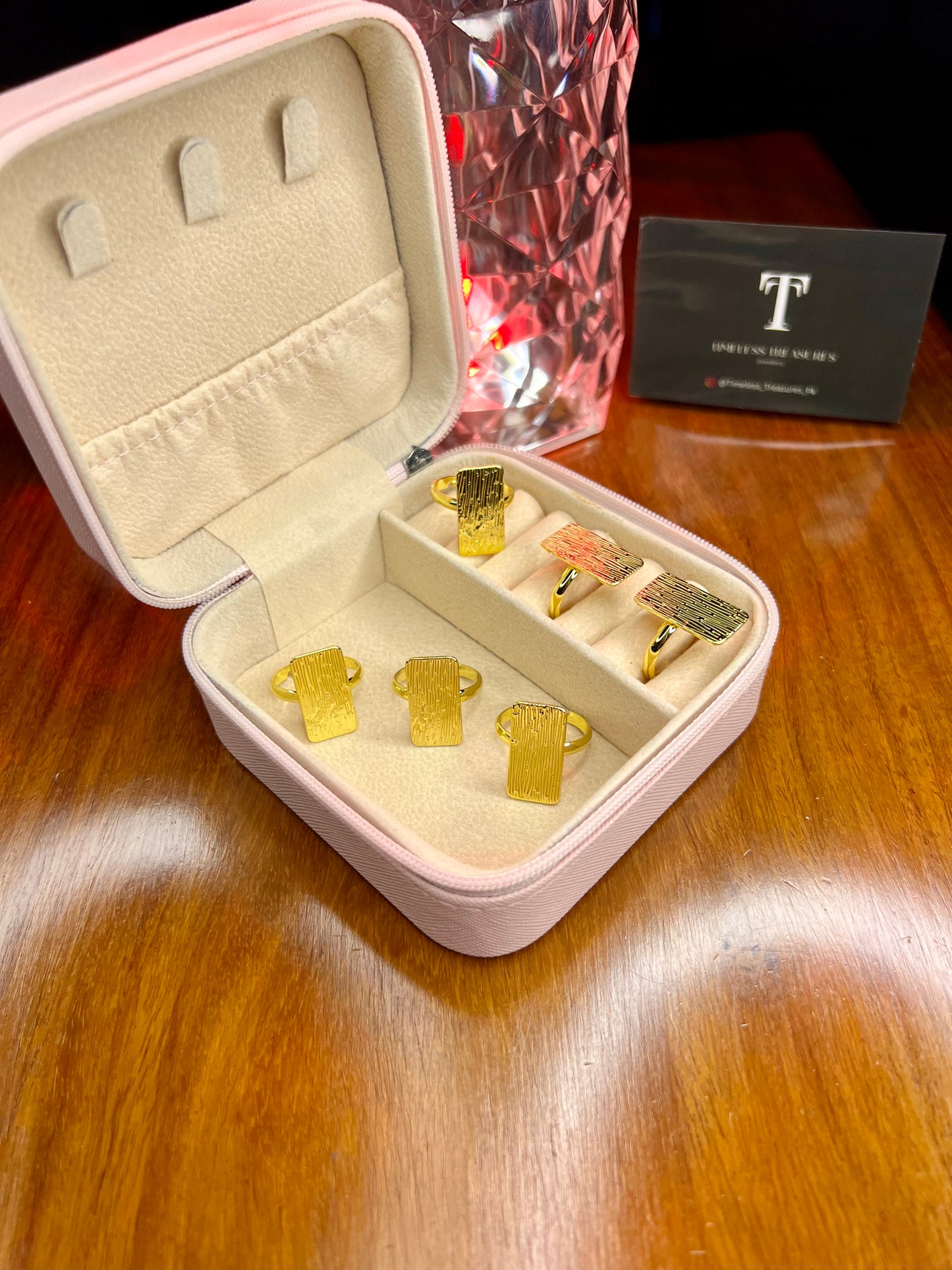 Premium Quality Stainless Steel 18k Textured Tag Ring