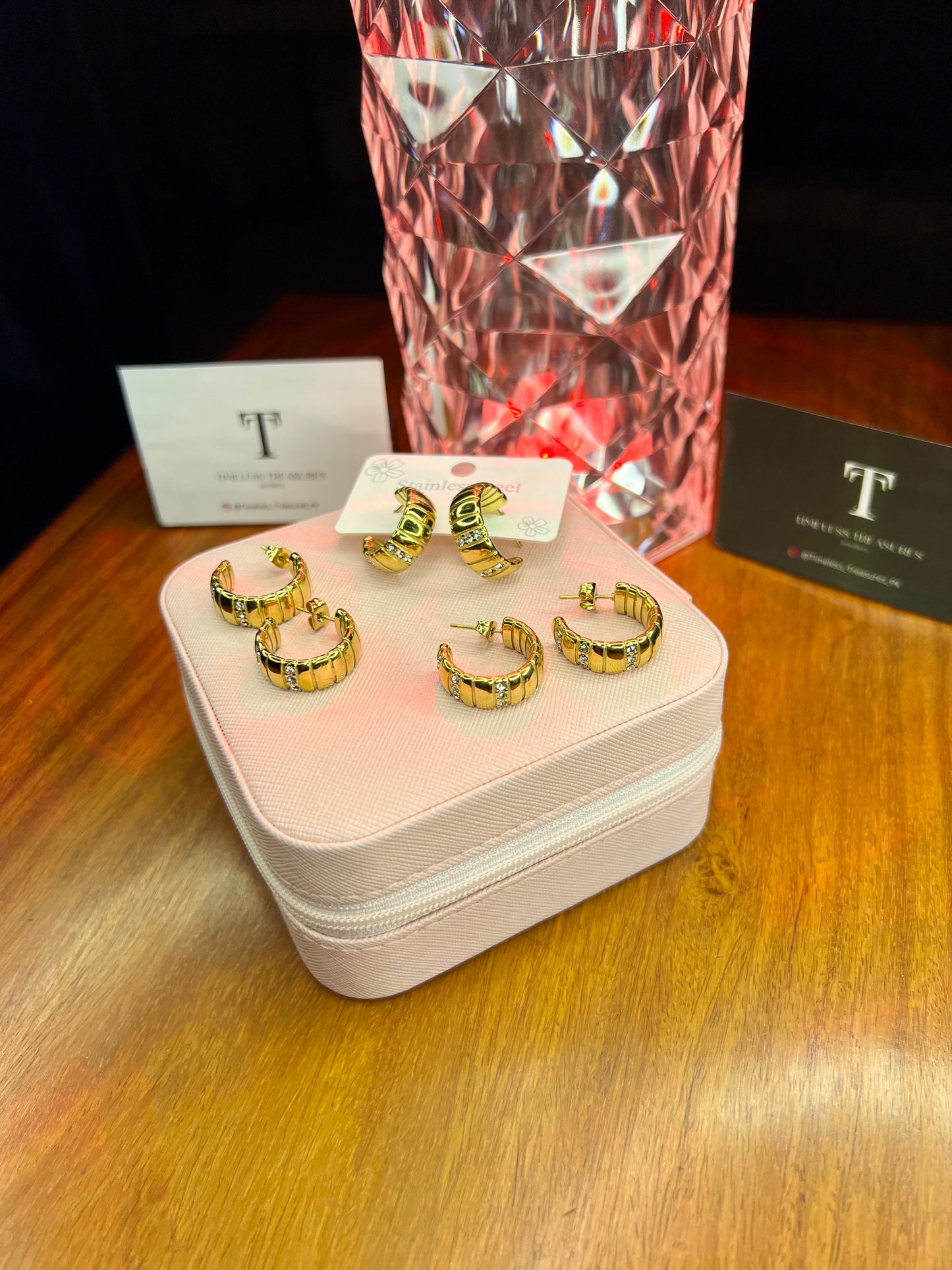 Premium Quality Stainless Steel 18k Luxury Zircon Gold Earrings