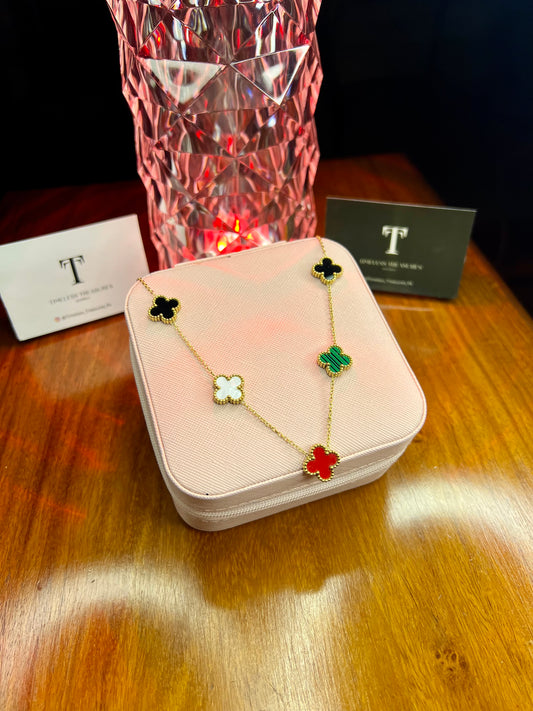 Premium Quality Stainless Steel 18k Multi Colour 5 Motifs Necklace