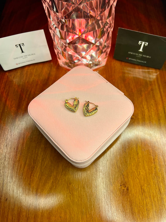 Premium Quality Stainless Steel 18k Dotted Heart Earrings