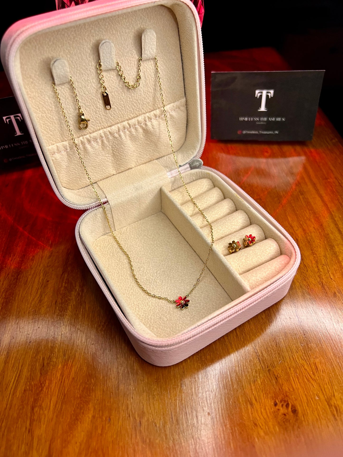 Premium Quality Stainless Steel 18k Golden Bloom Necklace Earring Set