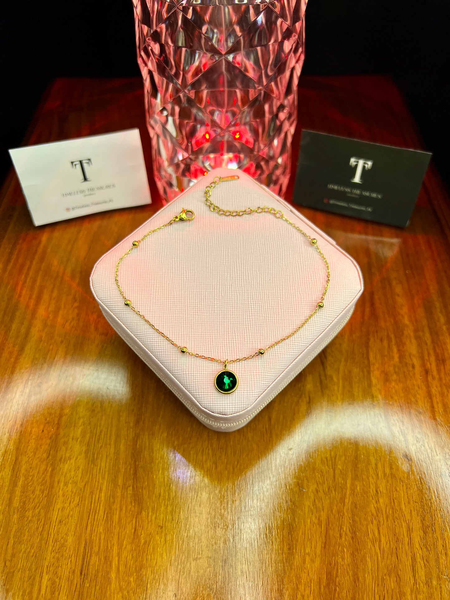 Premium Quality Stainless Steel 18k Emerald Glow Anklet