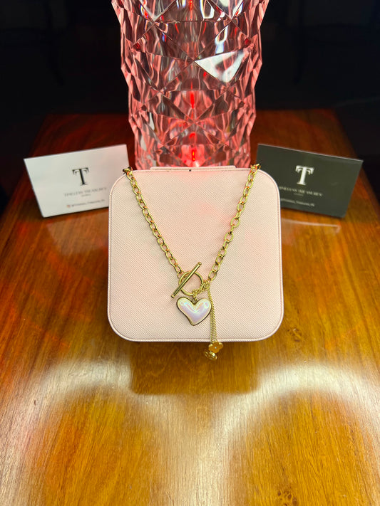 Premium Quality Stainless Steel 18k White Heart Long Chain Necklace