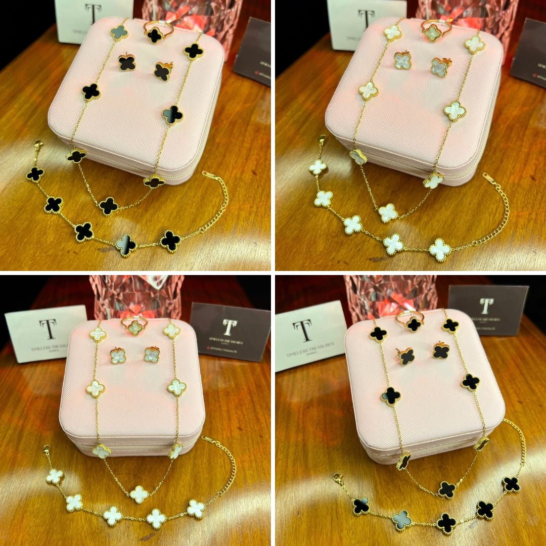 Premium Quality Stainless Steel 18k Clover 4pc Set