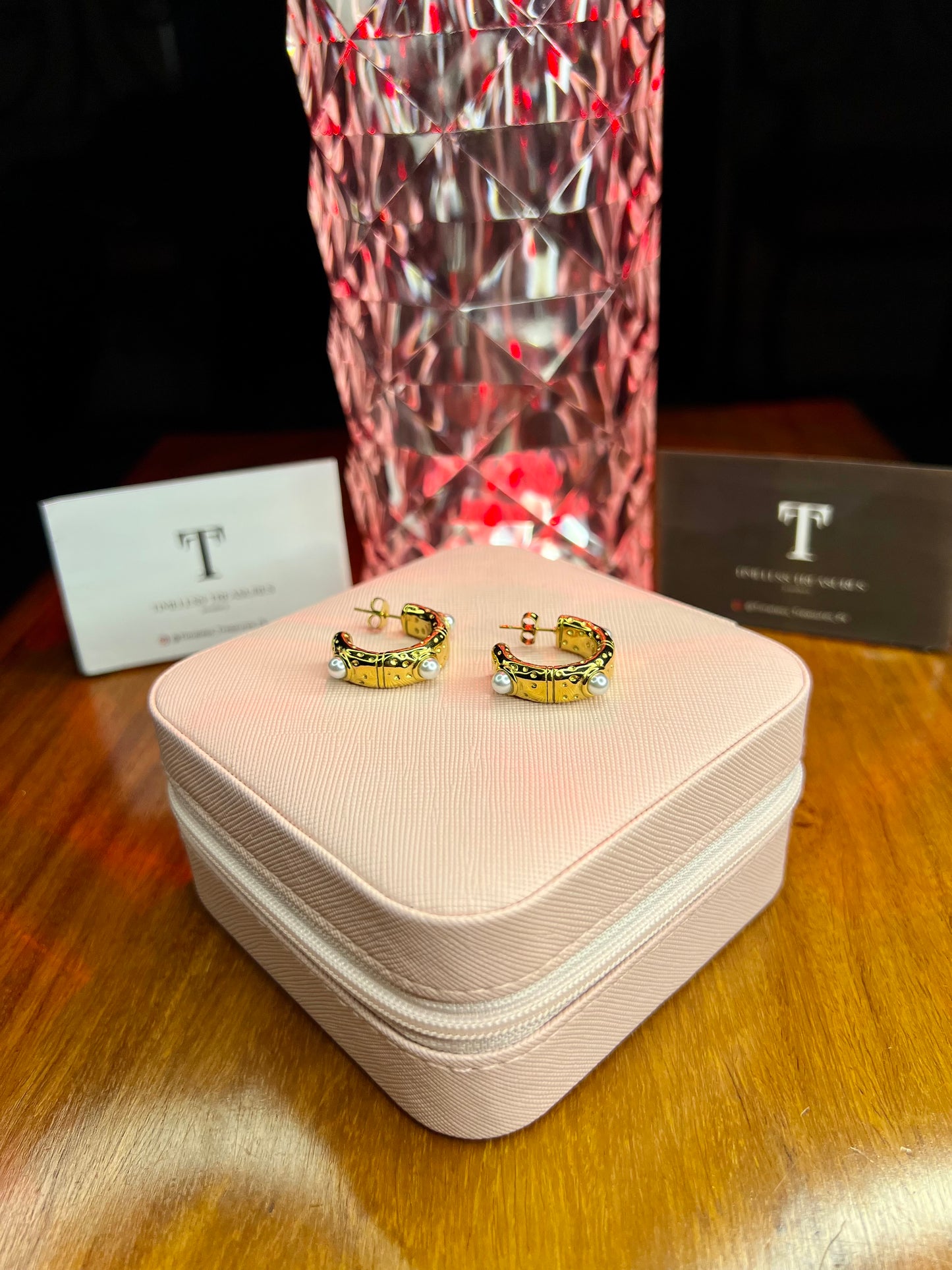 Premium Quality Stainless Steel 18k Pearl Gold Luxury Hoops