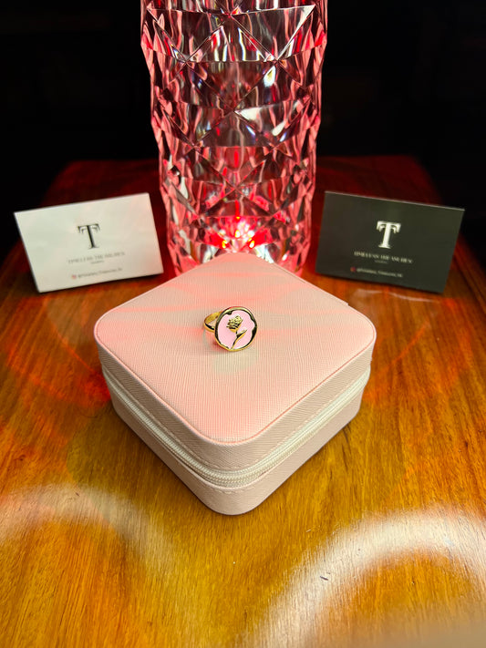 Premium Quality Stainless Steel 18k Pink Shell Rose Ring