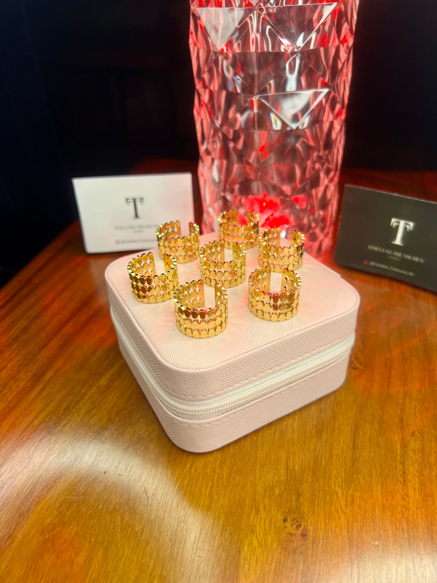 Premium Quality Stainless Steel 18k Triple Layer Textured Gold Ring