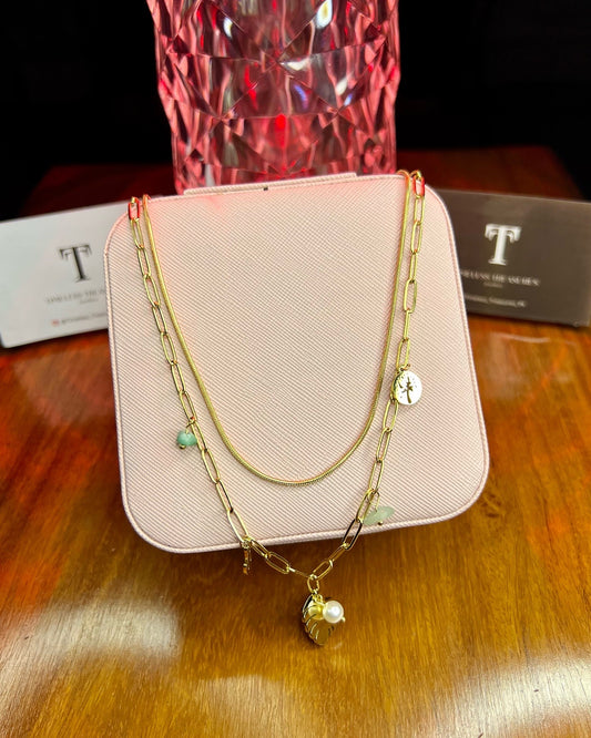 Premium Quality Stainless Steel 18k Double Chain Luxury Necklace