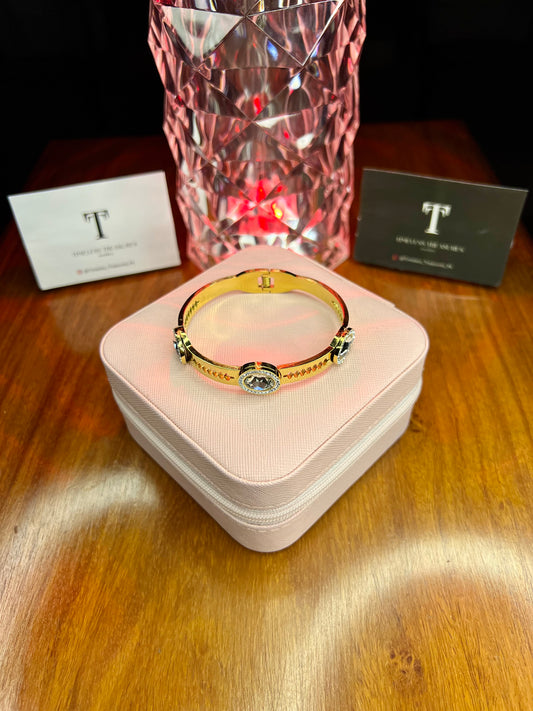 Premium Quality Stainless Steel 18k Tri Stone Luxury Handcuff