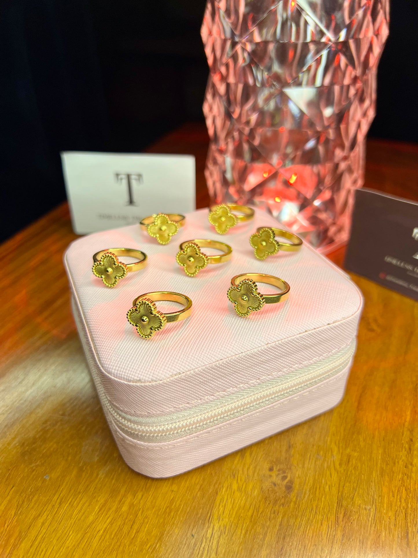 Premium Quality Stainless Steel 18k Golden Clover Ring