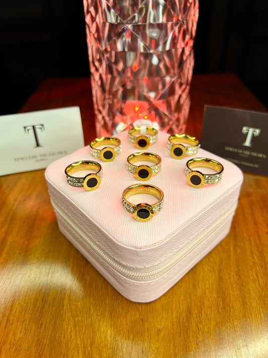 Premium Quality Stainless Steel 18k Roman Stone Ring