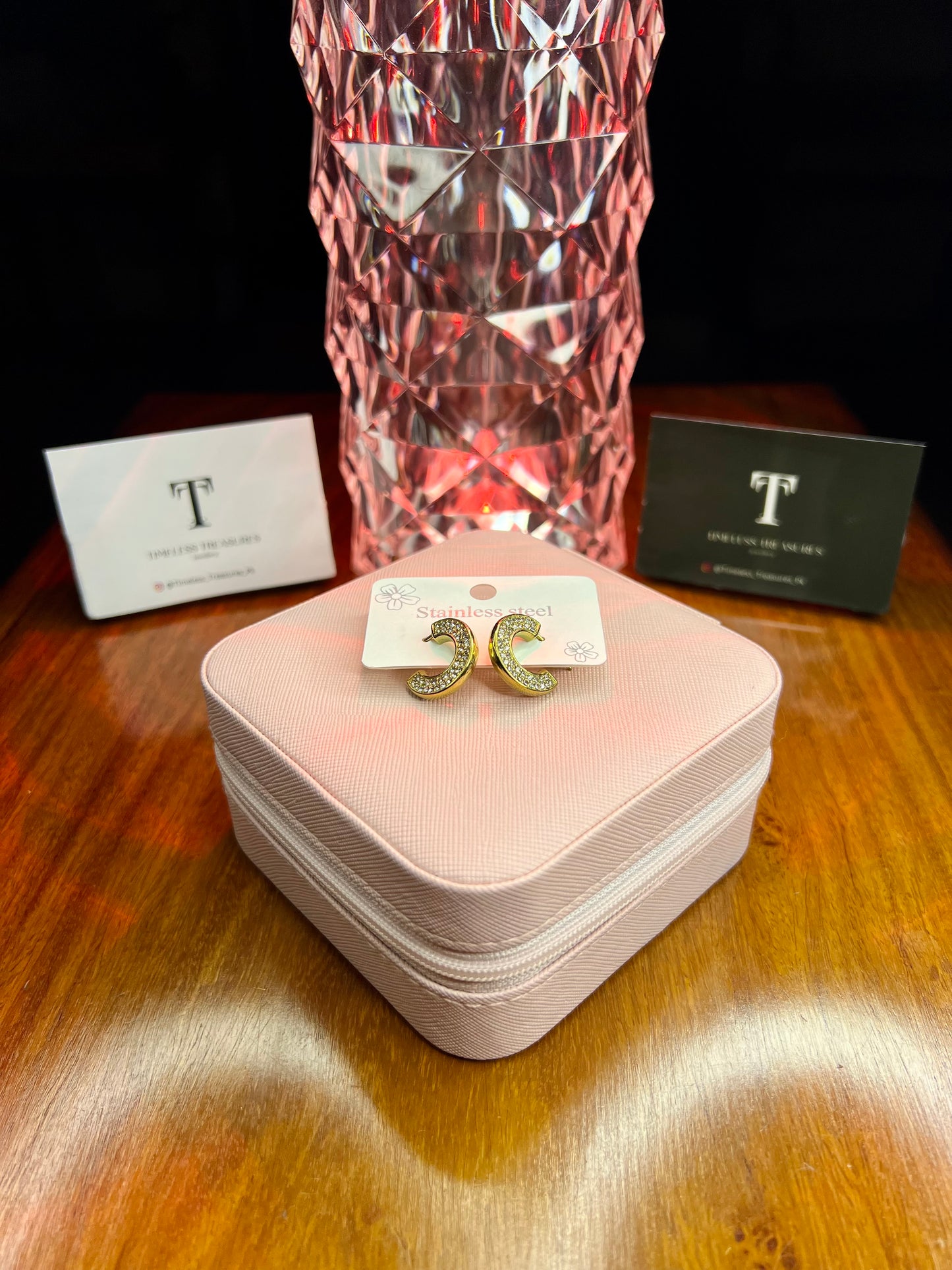 Premium Quality Stainless Steel 18k Zircon Gold Earrings