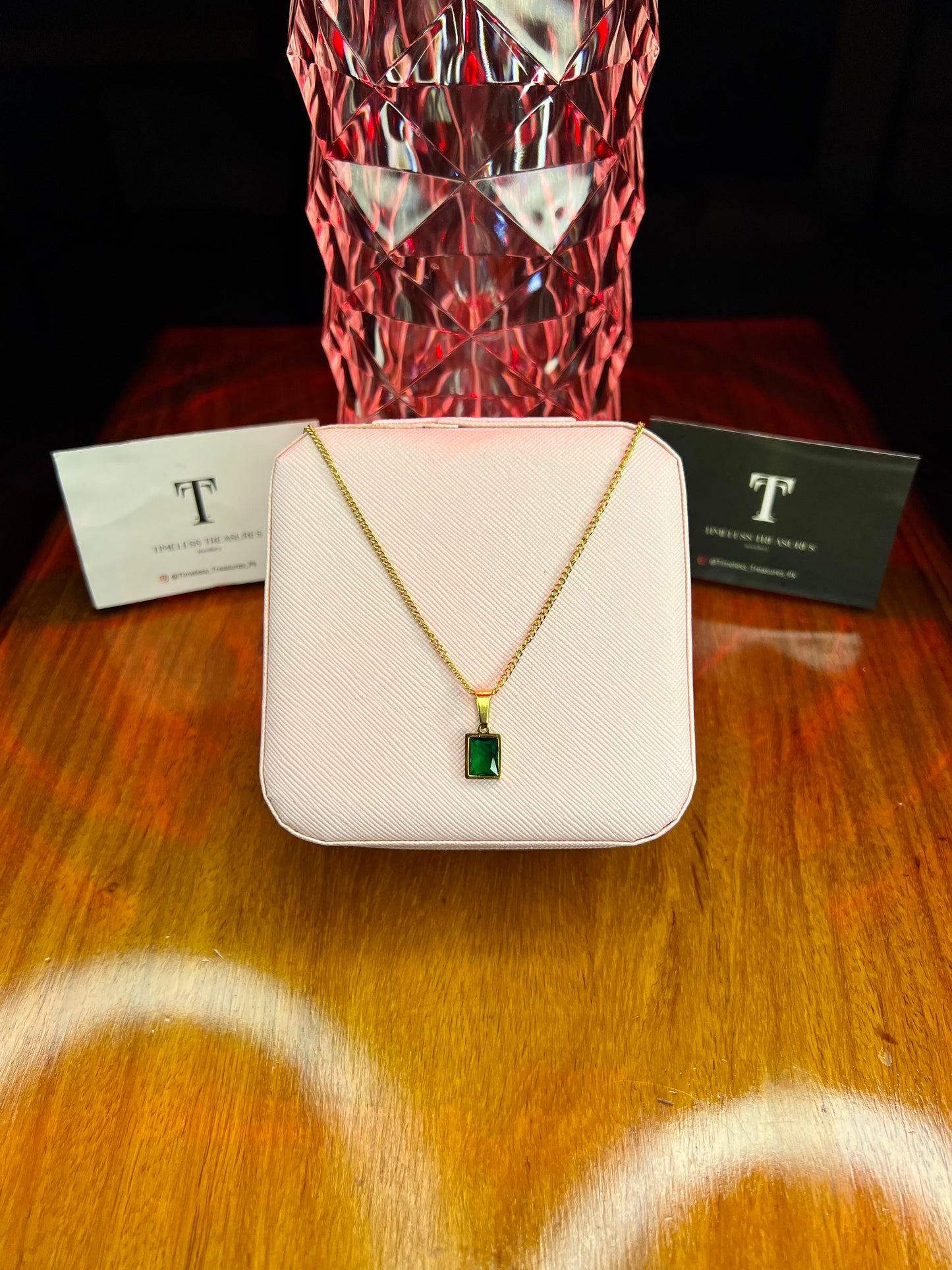 Premium Quality Stainless Steel 18k Emerald Square Pendant