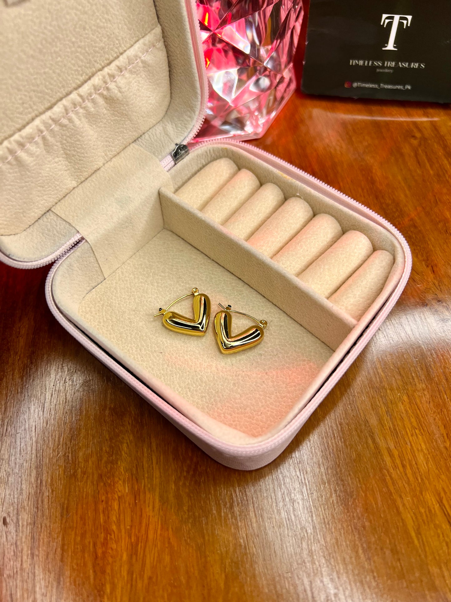 Premium Quality Stainless Steel 18k Golden Heart Earrings
