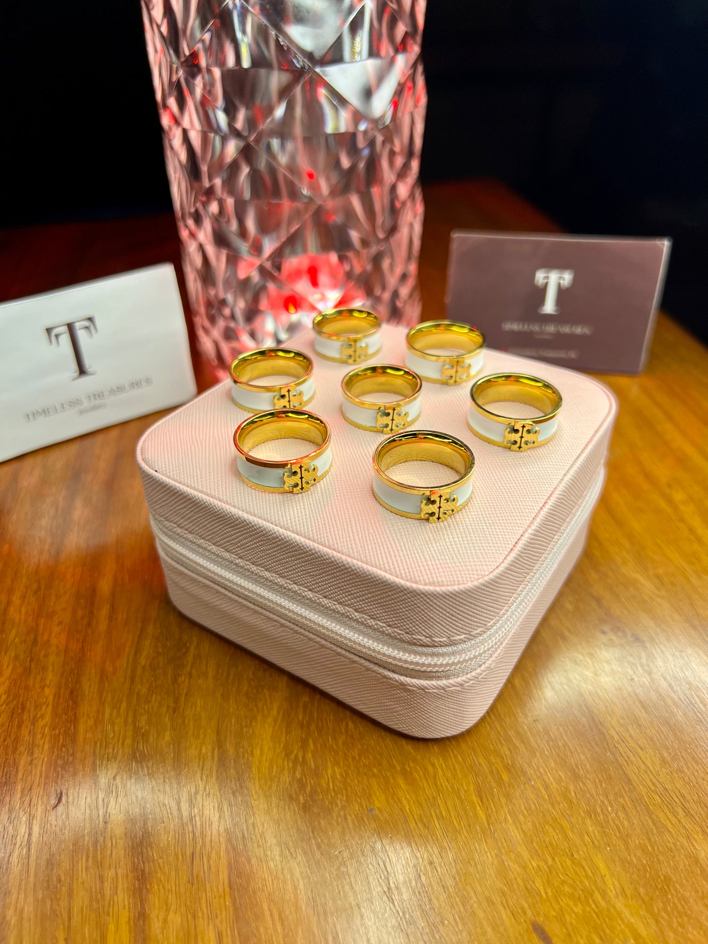 Premium Quality Stainless Steel 18k Tory White Luxury Ring