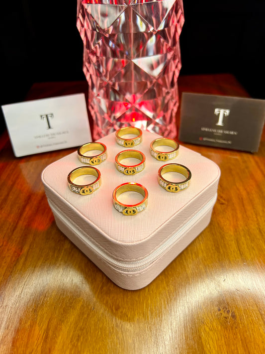 Premium Quality Stainless Steel 18k Chanel Stone Ring