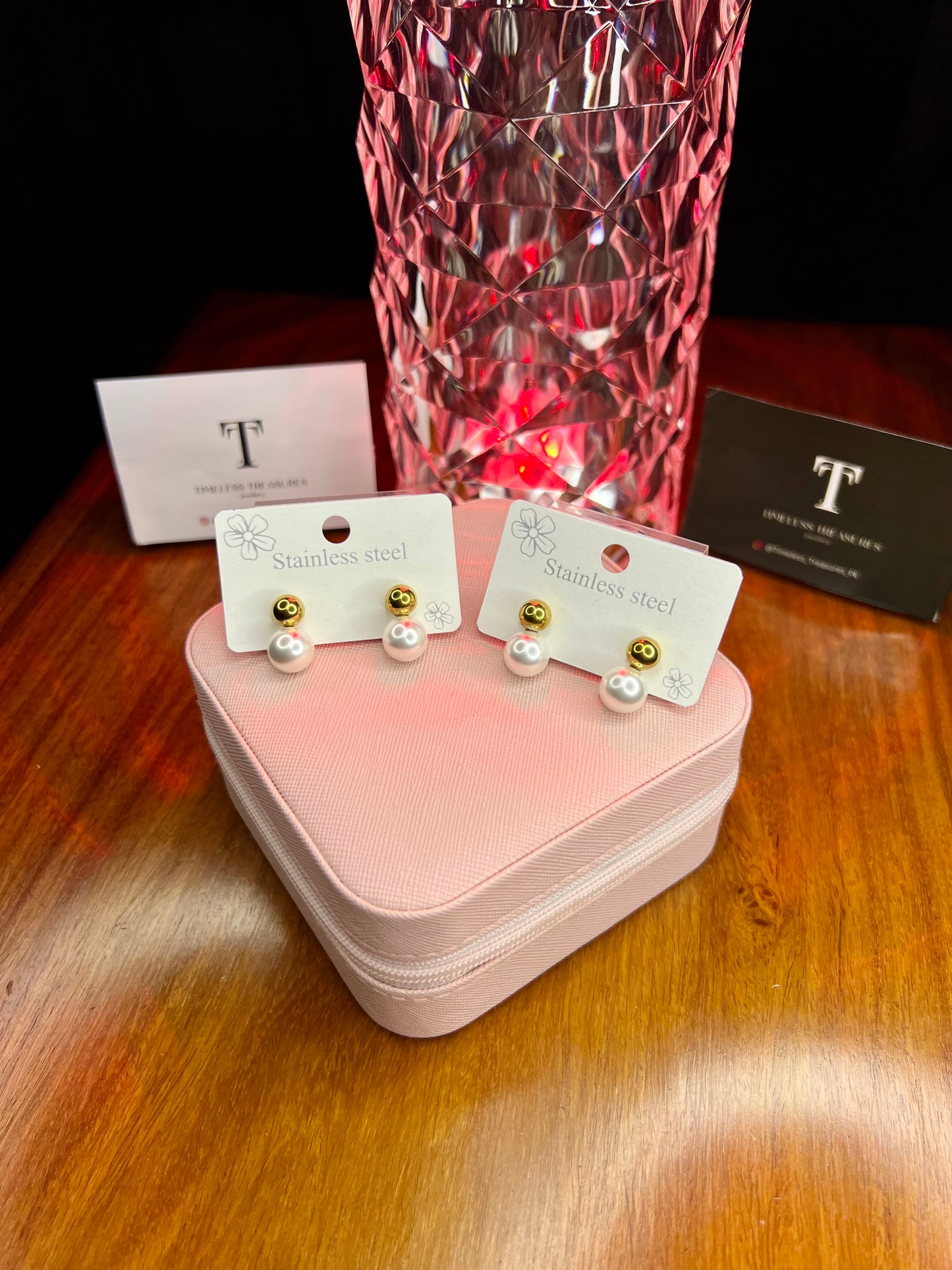 Premium Quality Stainless Steel 18k Pearl Drop Gold Earrings