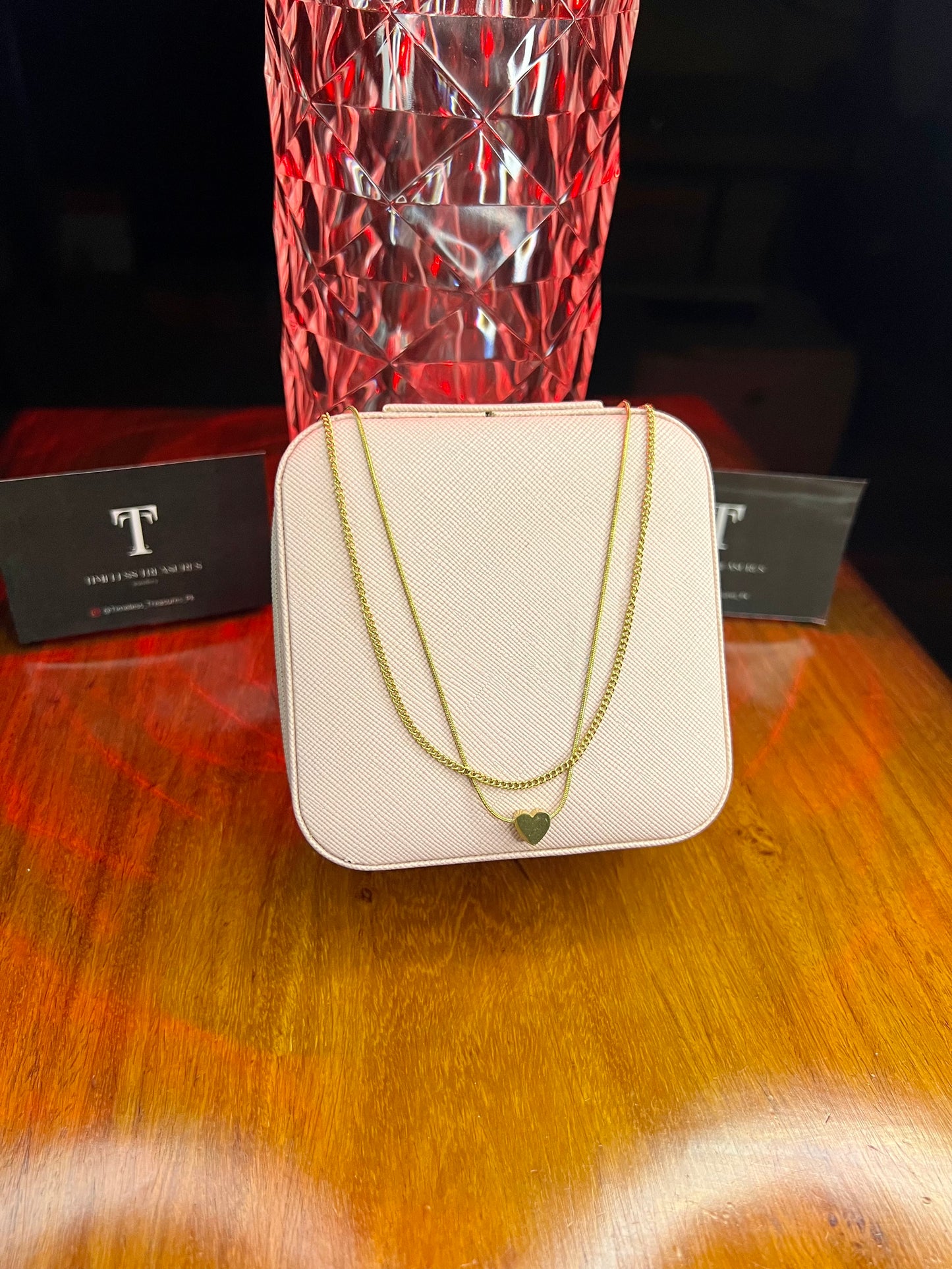 Premium Quality Stainless Steel 18k Double Chain Heart Necklace
