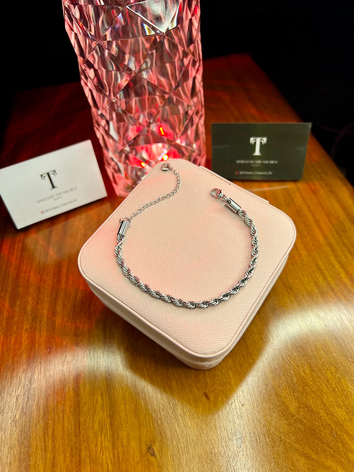 Premium Quality Stainless Steel 18k Rope Chain Bracelet (Silver)