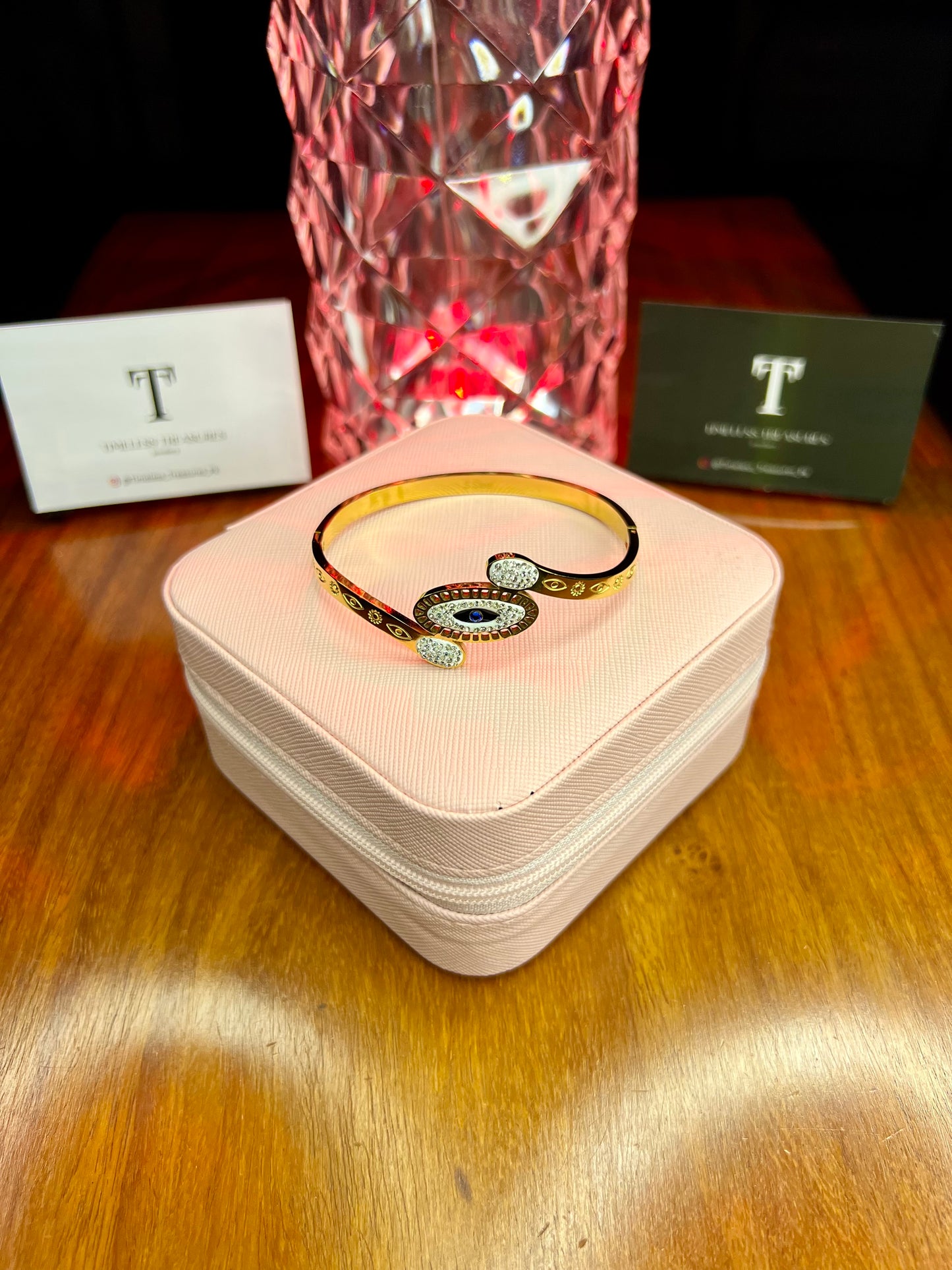 Premium Quality Stainless Steel 18k Divine Eye Curvy Handcuff