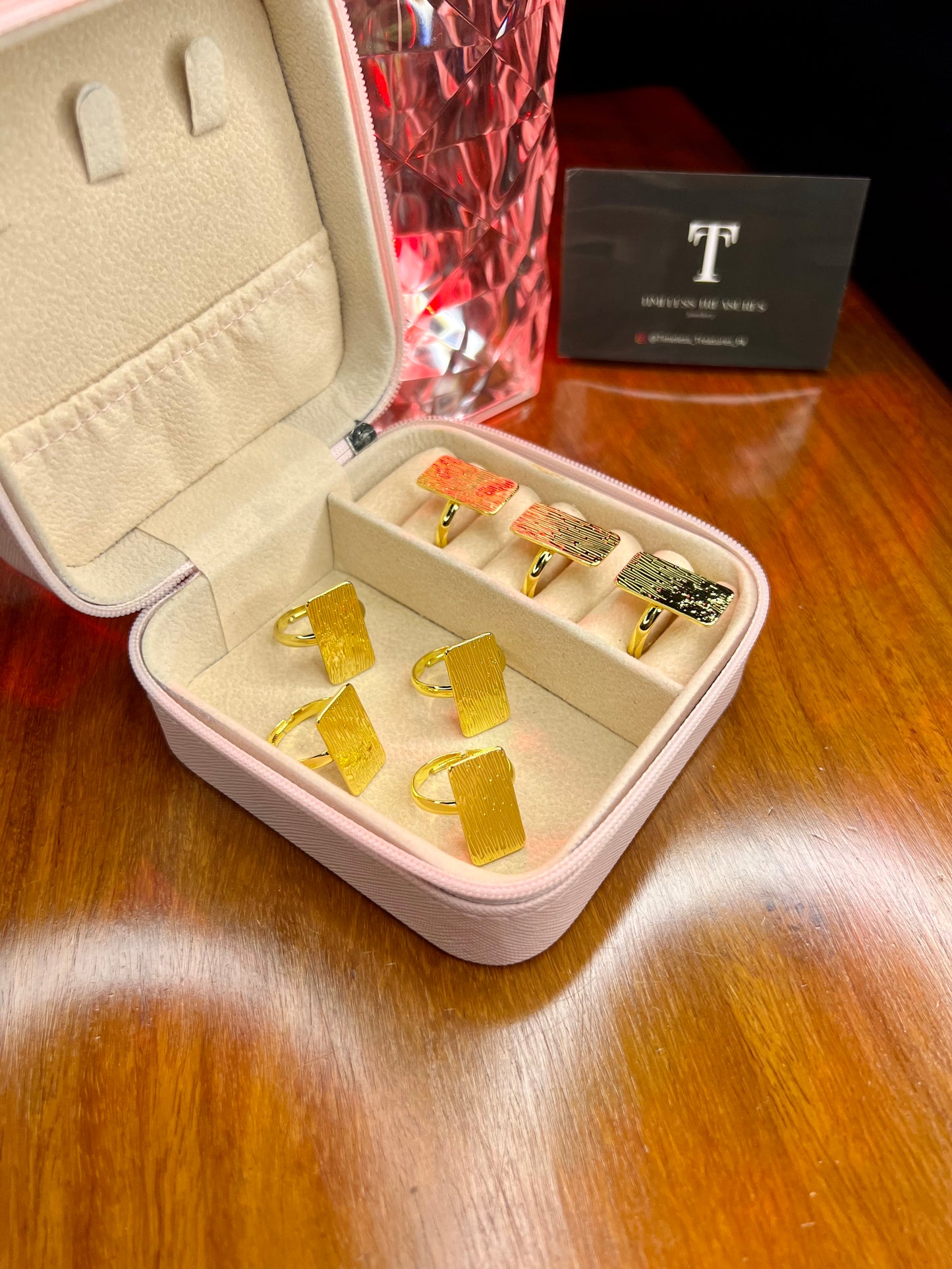 Premium Quality Stainless Steel 18k Textured Tag Ring