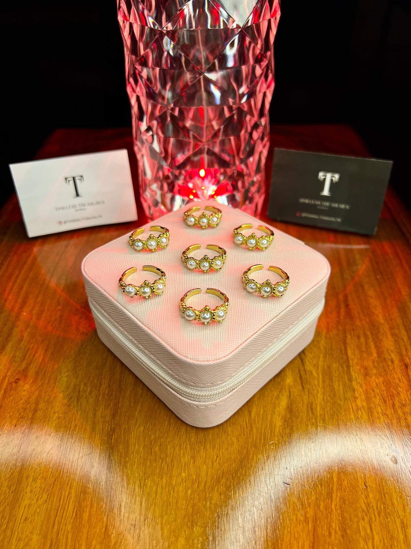 Premium Quality Stainless Steel 18k Pearl Gold Crown Ring