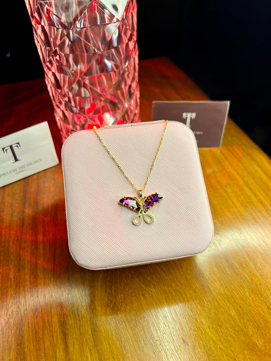 Premium Quality Purple Stone Butterfly Necklace