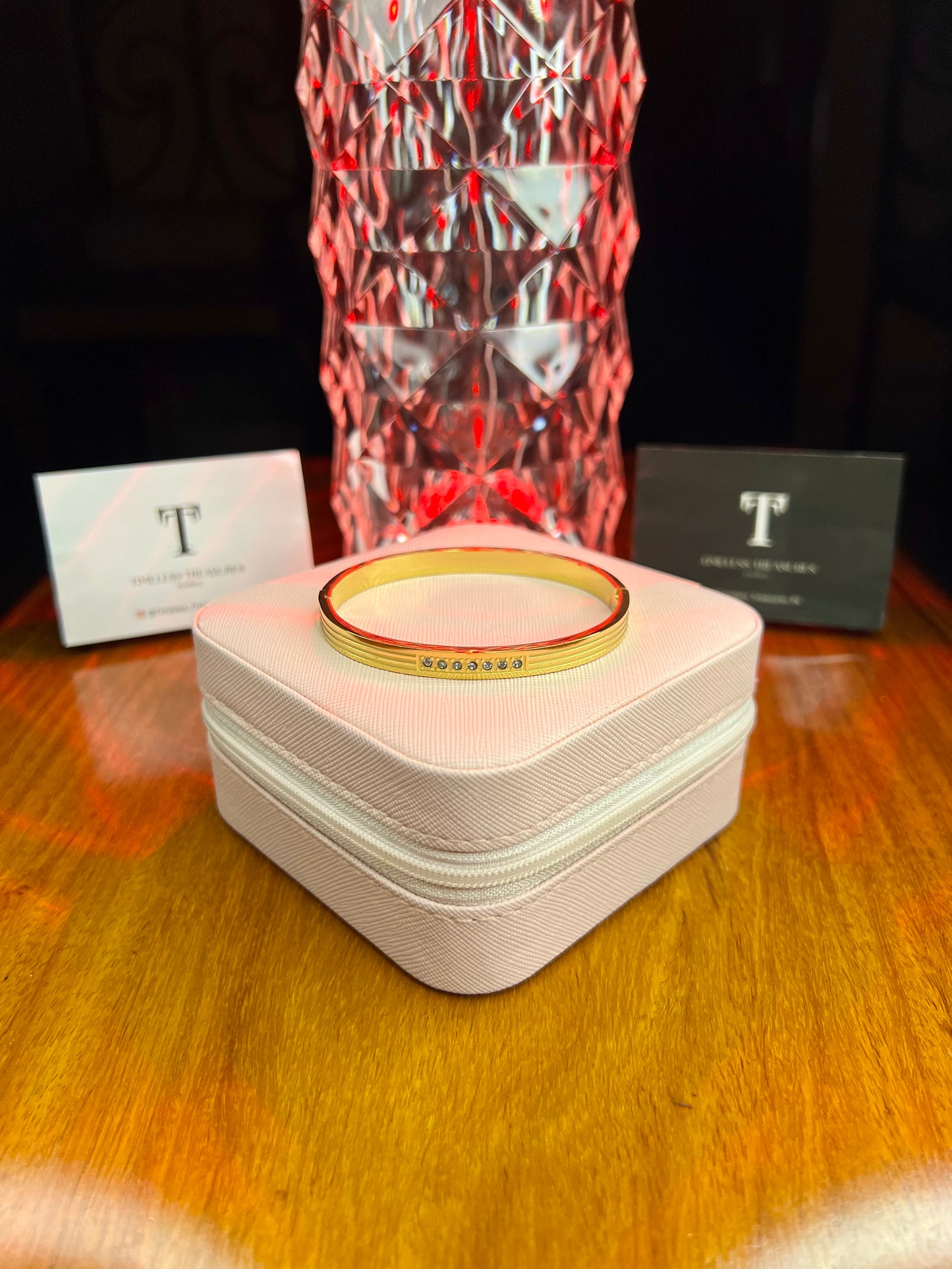 Premium Quality Stainless Steel 18k Stone Symphony Bangle