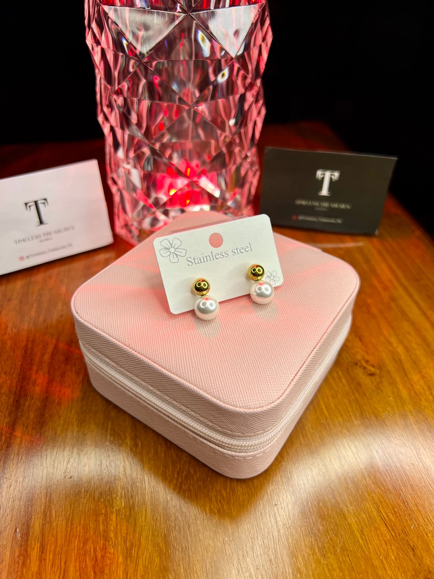 Premium Quality Stainless Steel 18k Pearl Drop Gold Earrings