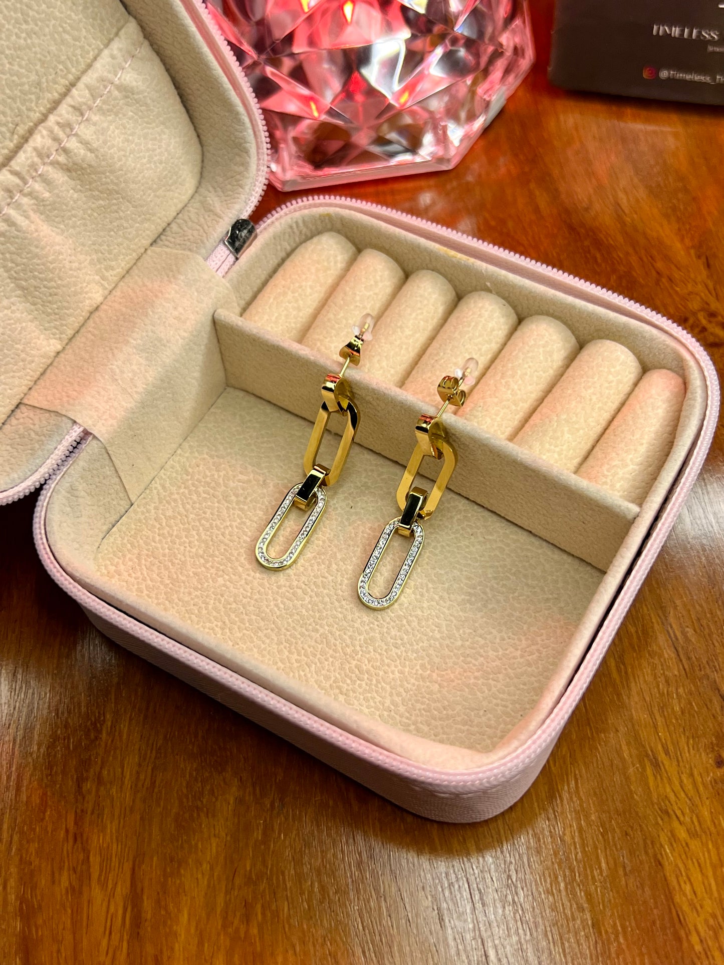 Premium Quality Stainless Steel 18k Link Drop Earrings