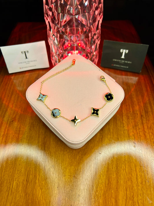 Premium Quality Stainless Steel 18k Noir Blossom Bracelet