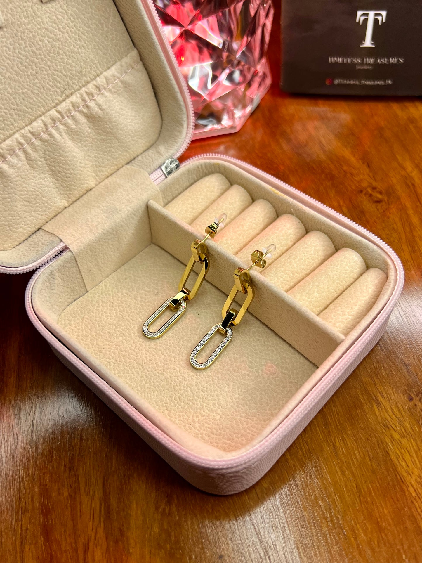 Premium Quality Stainless Steel 18k Link Drop Earrings