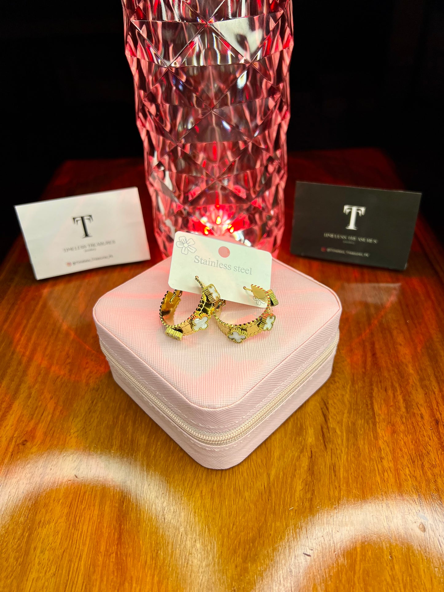 Premium Quality Stainless Steel 18k White Clover Luxury Earrings