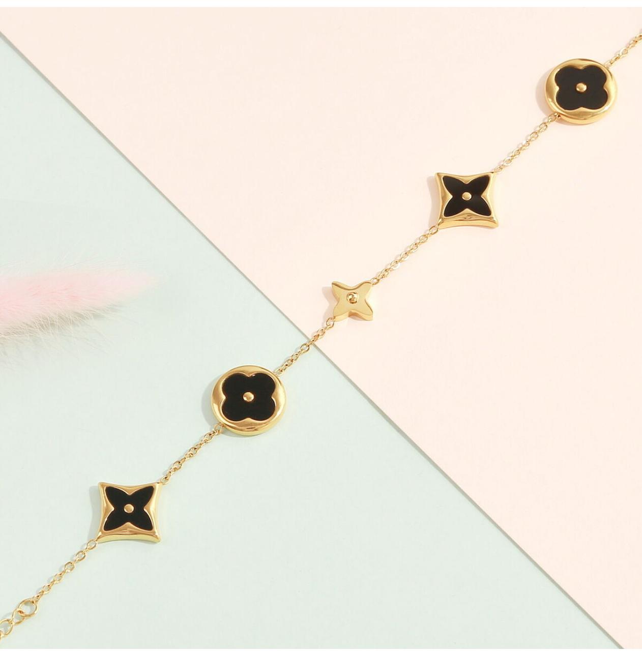 Premium Quality Stainless Steel 18k Noir Blossom Bracelet