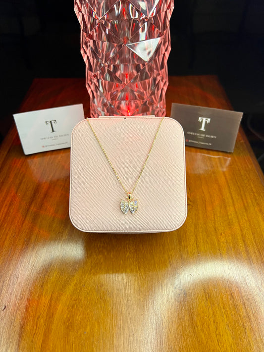 Premium Quality Stainless Steel 18k Butterfly Stone Necklace