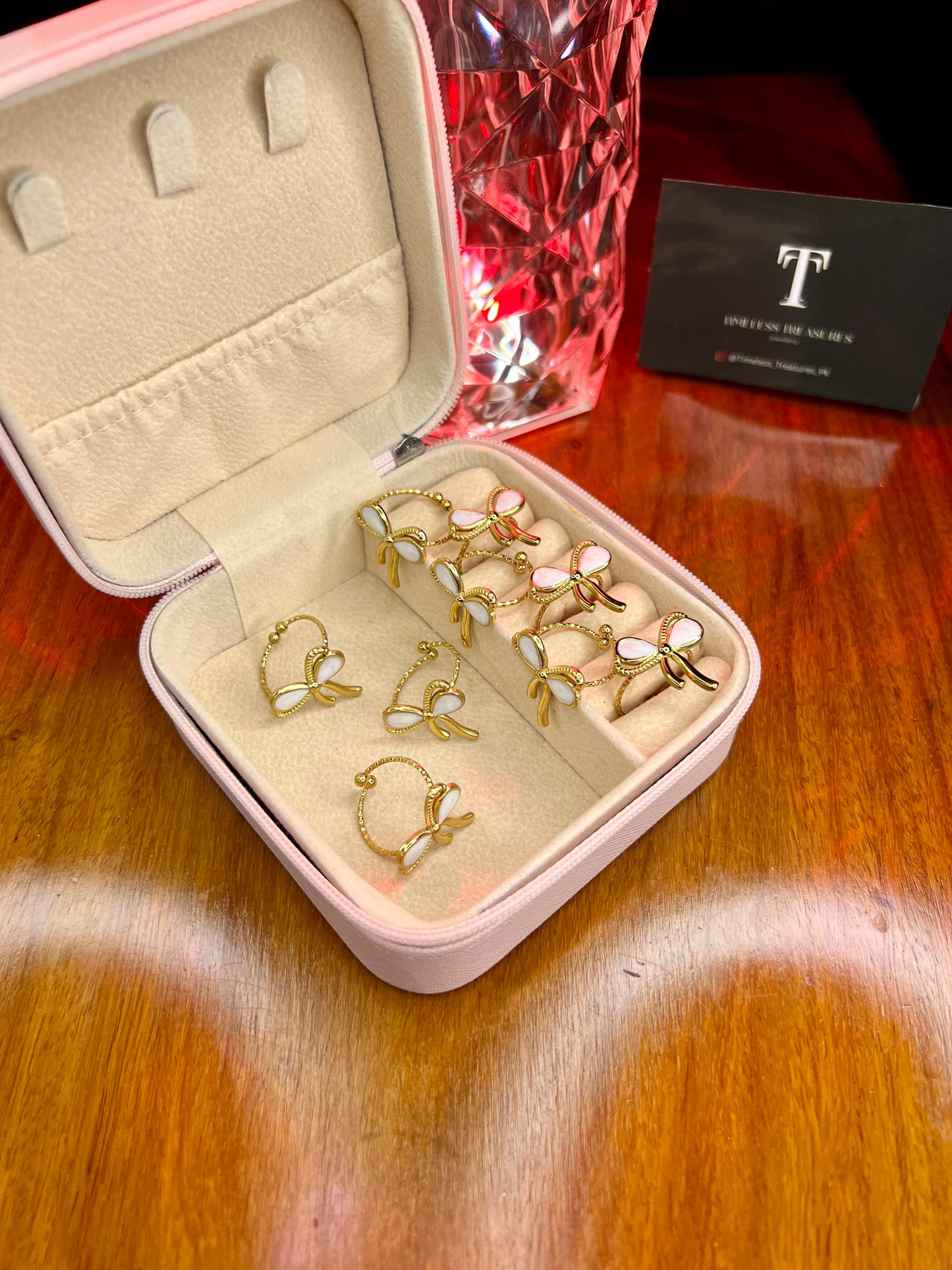 Premium Quality Stainless Steel 18k Golden Bow Ring