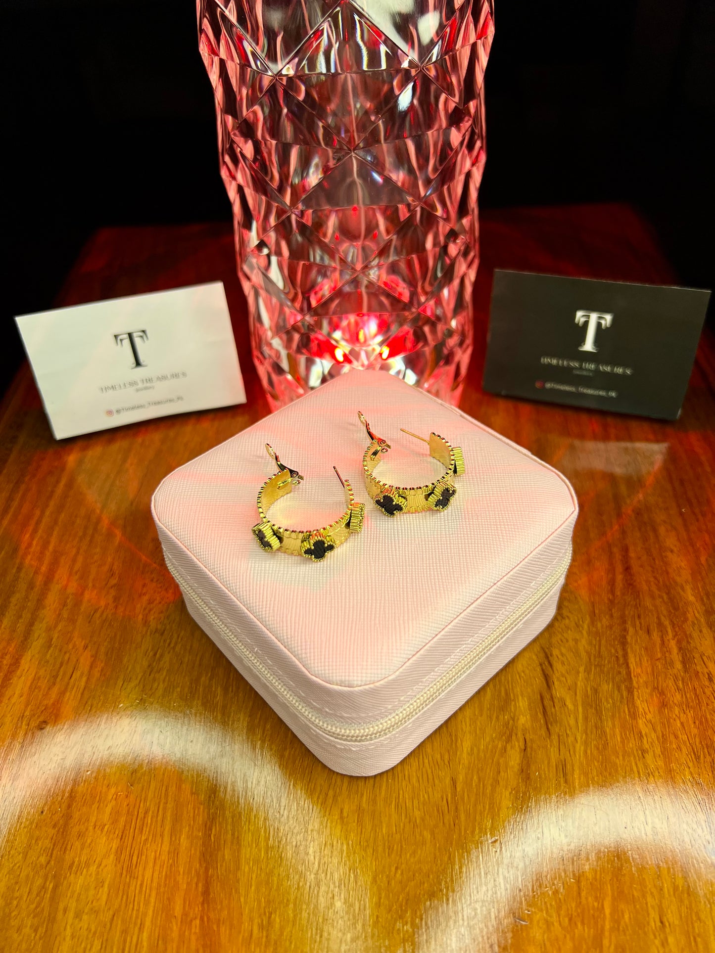 Premium Quality Stainless Steel 18k Black Clover Luxury Earrings