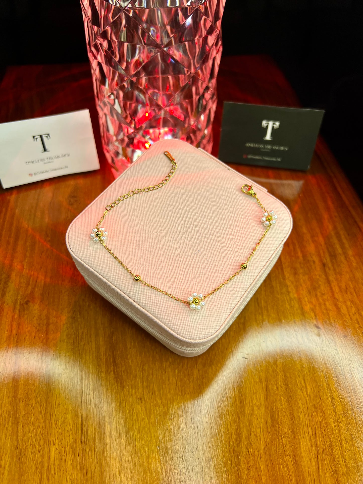 Premium Quality Stainless Steel 18k White Bloom Bracelet