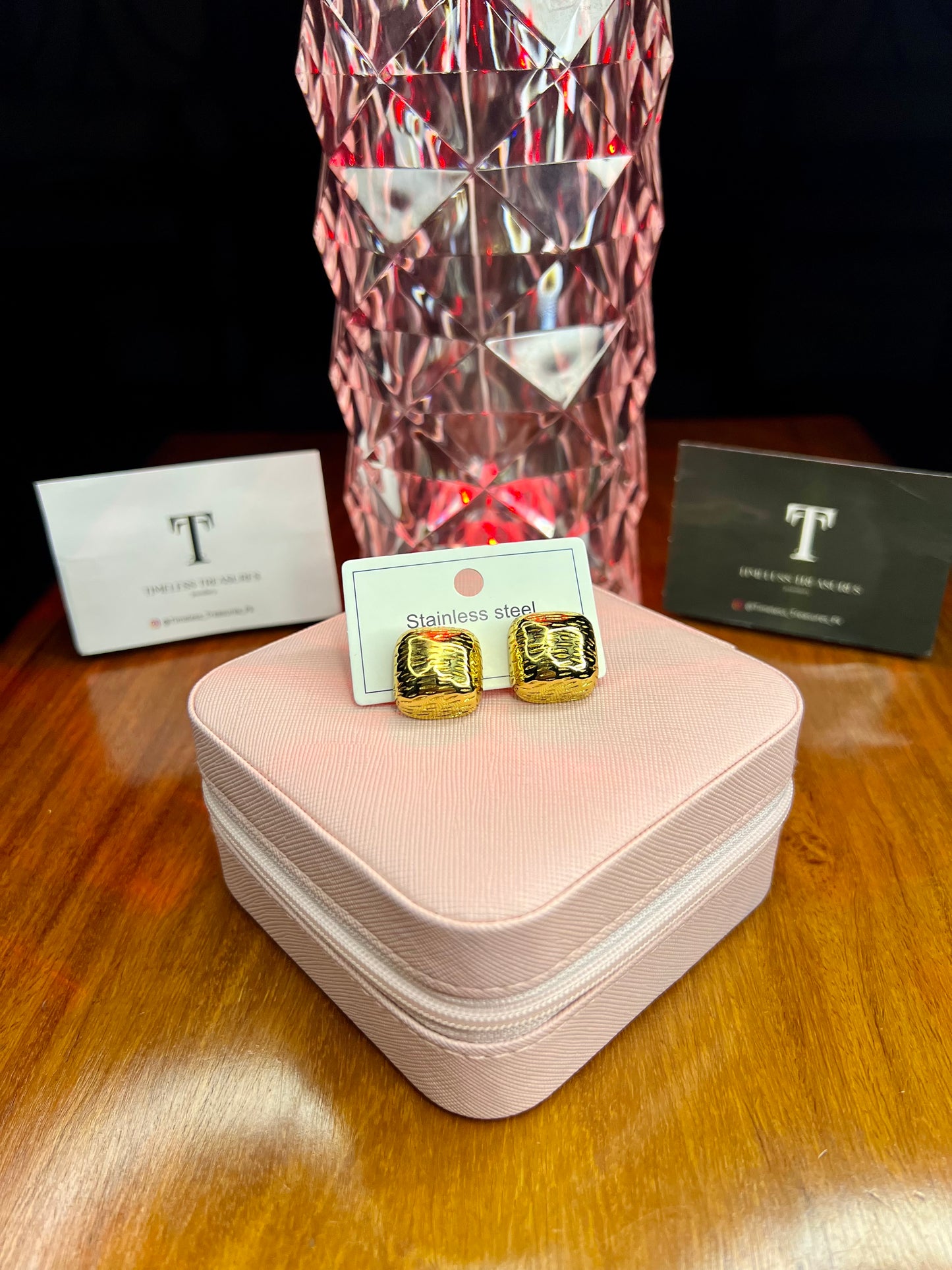 Premium Quality Stainless Steel 18k Square Gold EarStuds