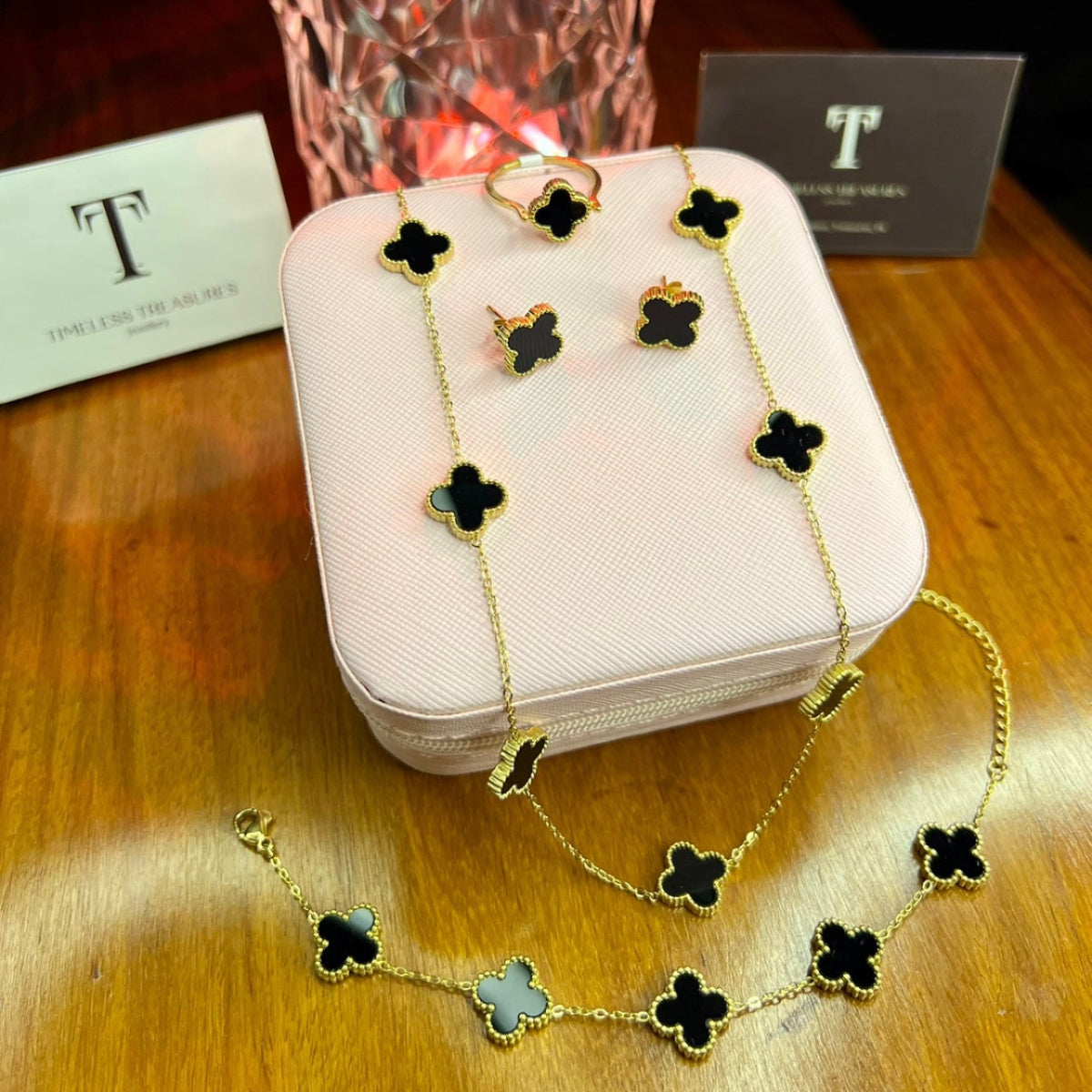 Premium Quality Stainless Steel 18k Clover 4pc Set