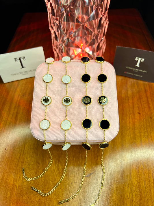 Premium Quality Stainless Steel 18k 5 Motifs Tory Burch Bracelet