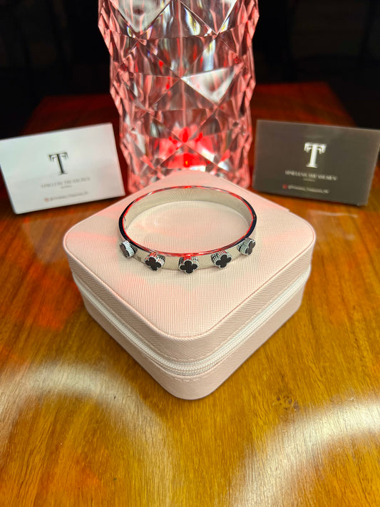 Premium Quality Stainless Steel 18k Multi Clove Silver Black Handcuff