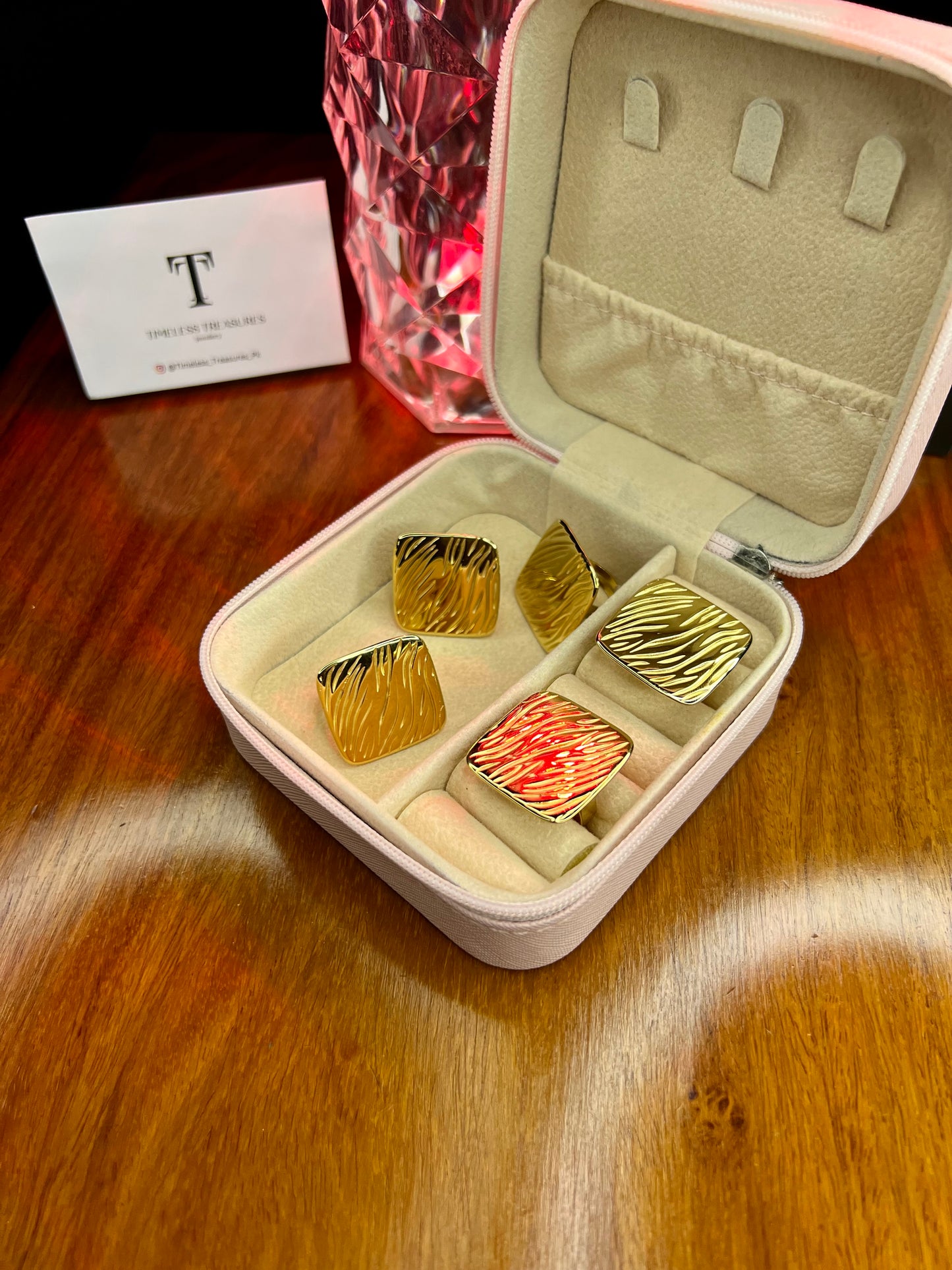 Premium Quality Stainless Steel 18k Large Square Shape Ring