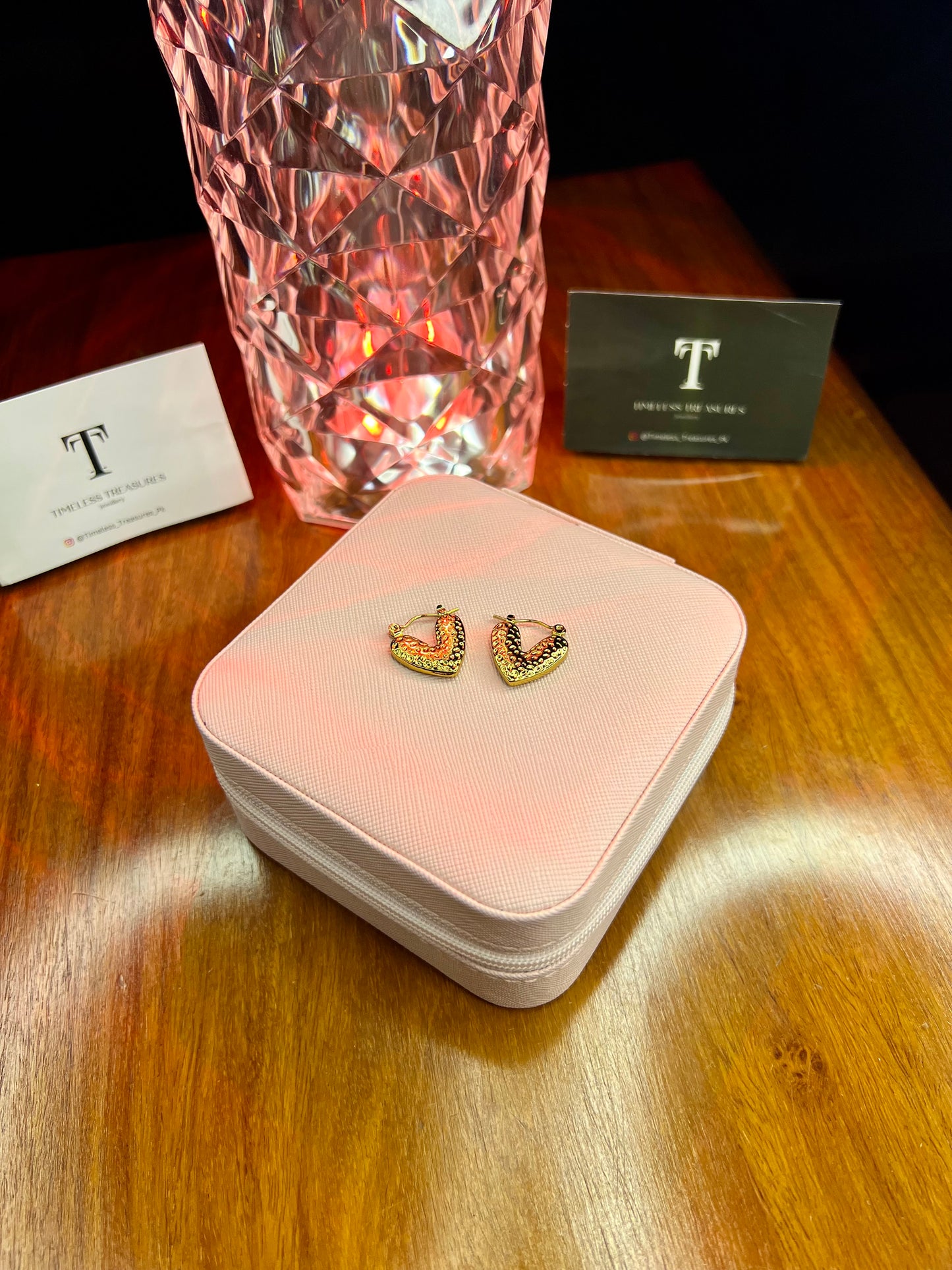 Premium Quality Stainless Steel 18k Dotted Heart Earrings